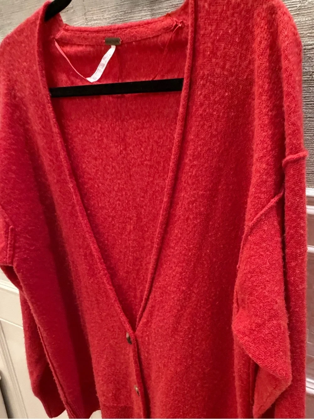 XS fits small oversized free people school boy cashmere cardigan v-neck red